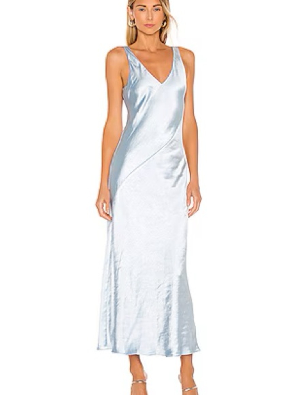 Revolve Line & Dot Lou Lou Satin Slip Midi Dress in sky blue